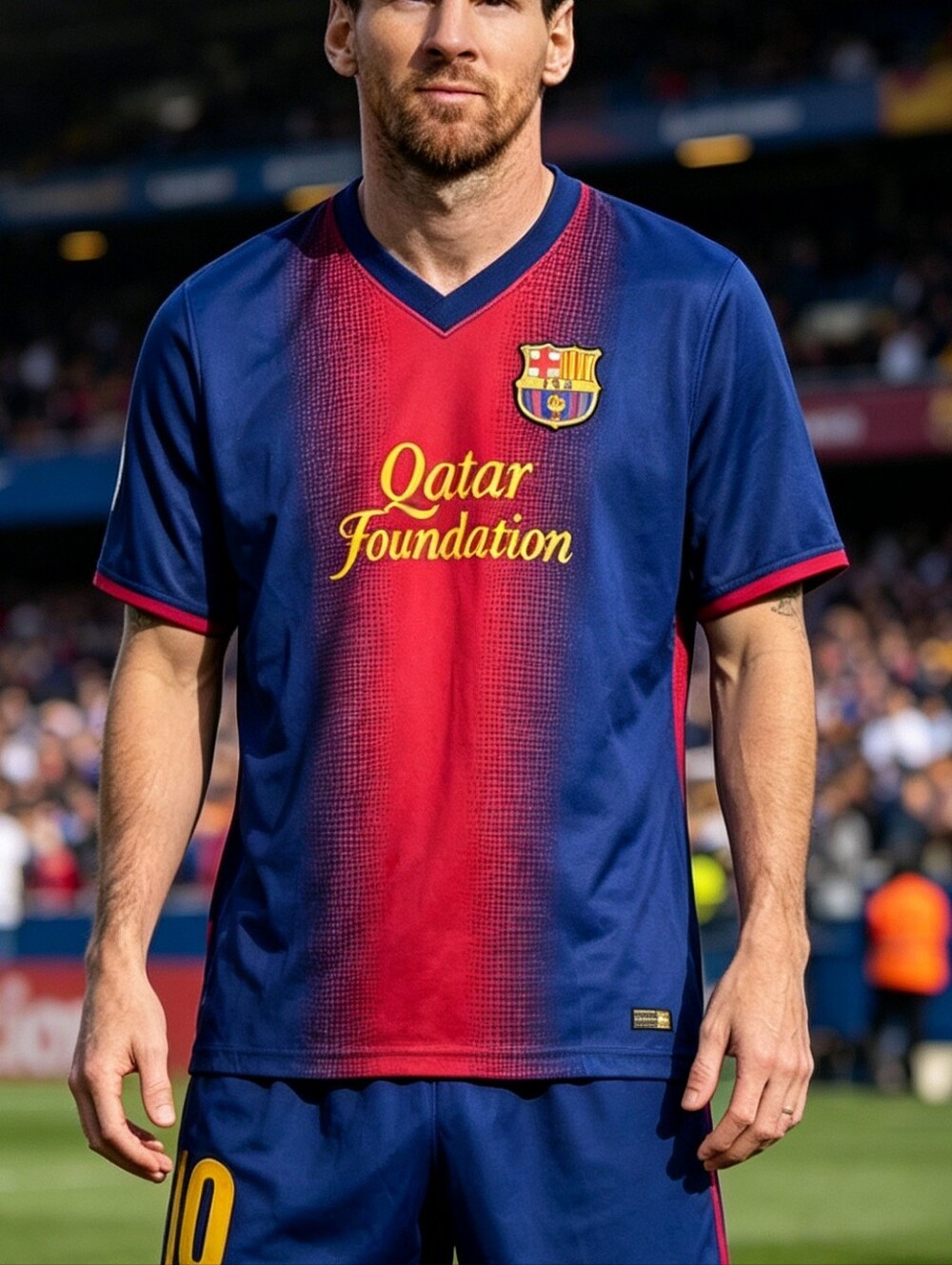 FC Barcelona Qatar Foundation Soccer Jersey Blue Red Men's Medium FCB Shirt